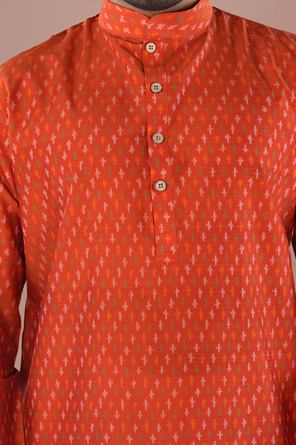 Image of Rust Orange Silk mens Kurta