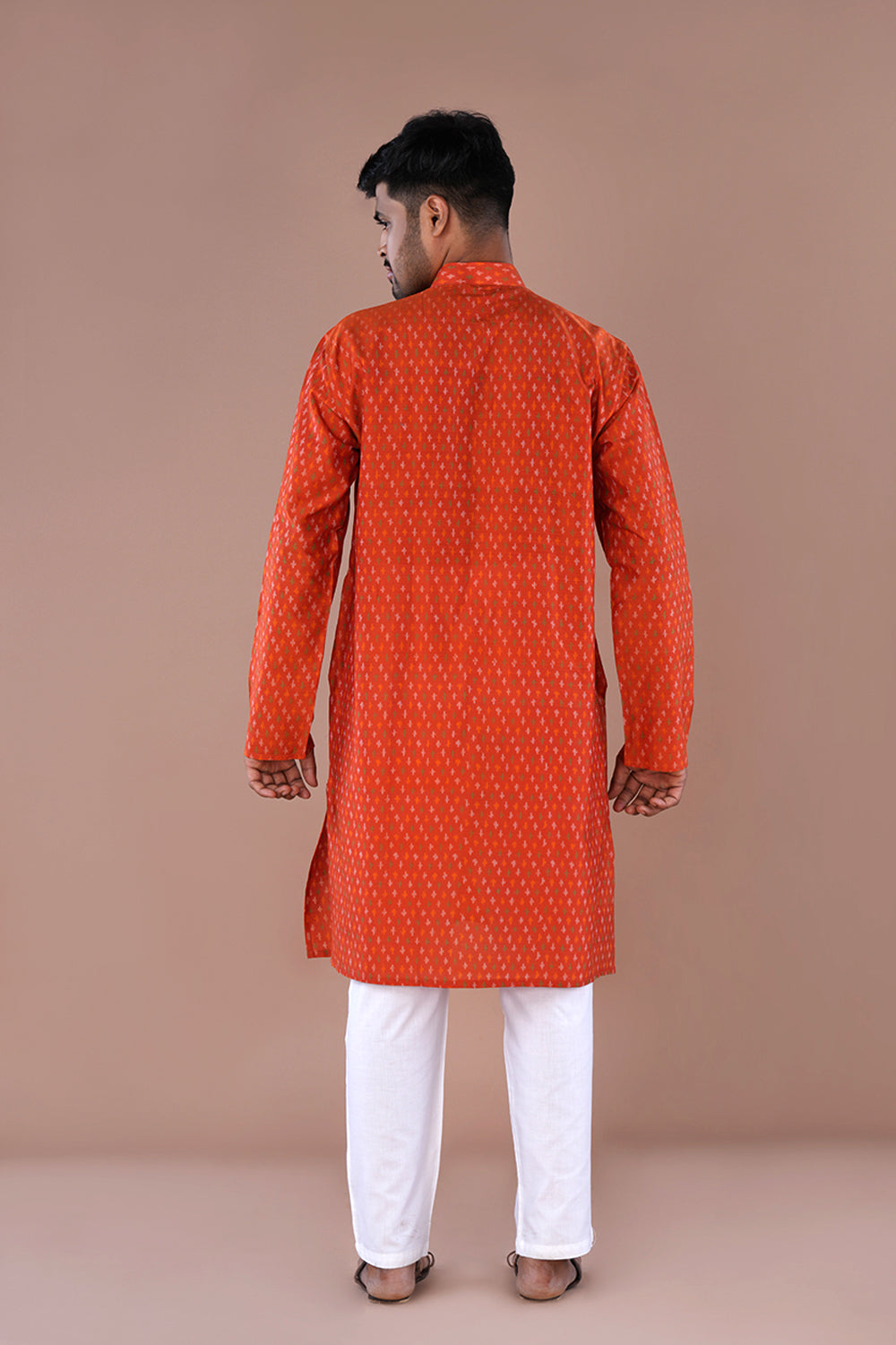 Image of Rust Orange Silk mens Kurta