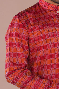 Image of Deep Red Silk Mens Kurta .