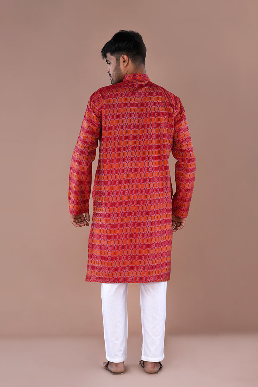 Image of Deep Red Silk Mens Kurta .