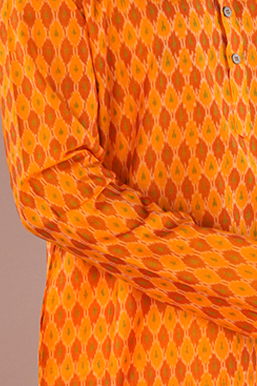 Image of Sunset Orange Silk  Mens Kurta .