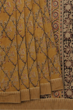 Image of Mustard  Kalamkari Chanderi Saree