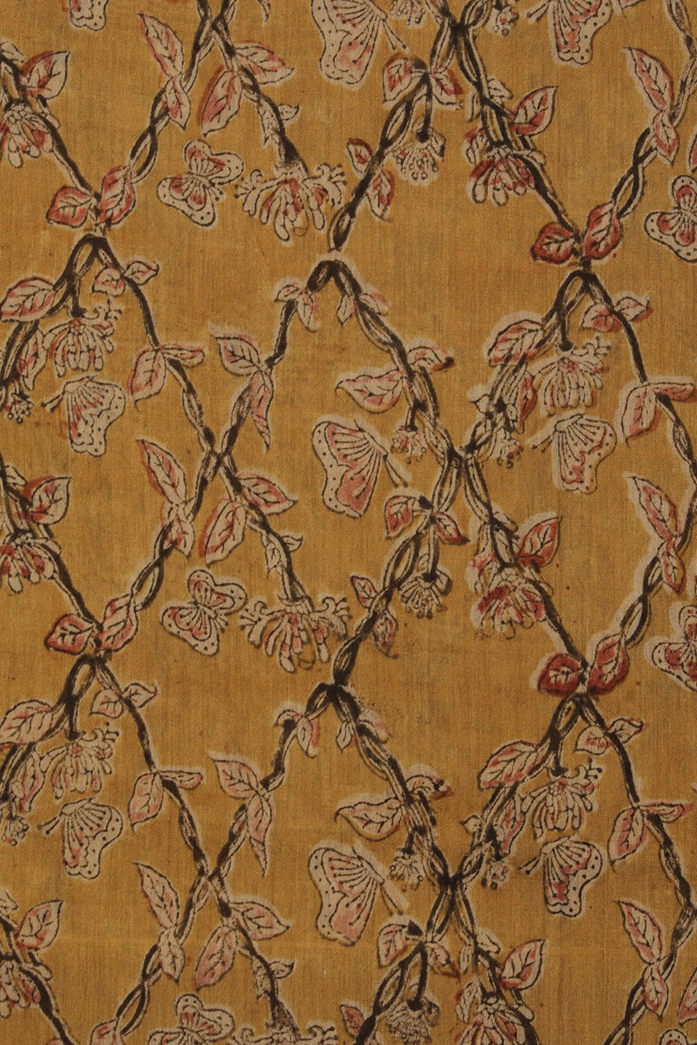 Mustard  Kalamkari Chanderi Saree