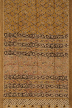 Image of Mustard  Kalamkari Chanderi Saree