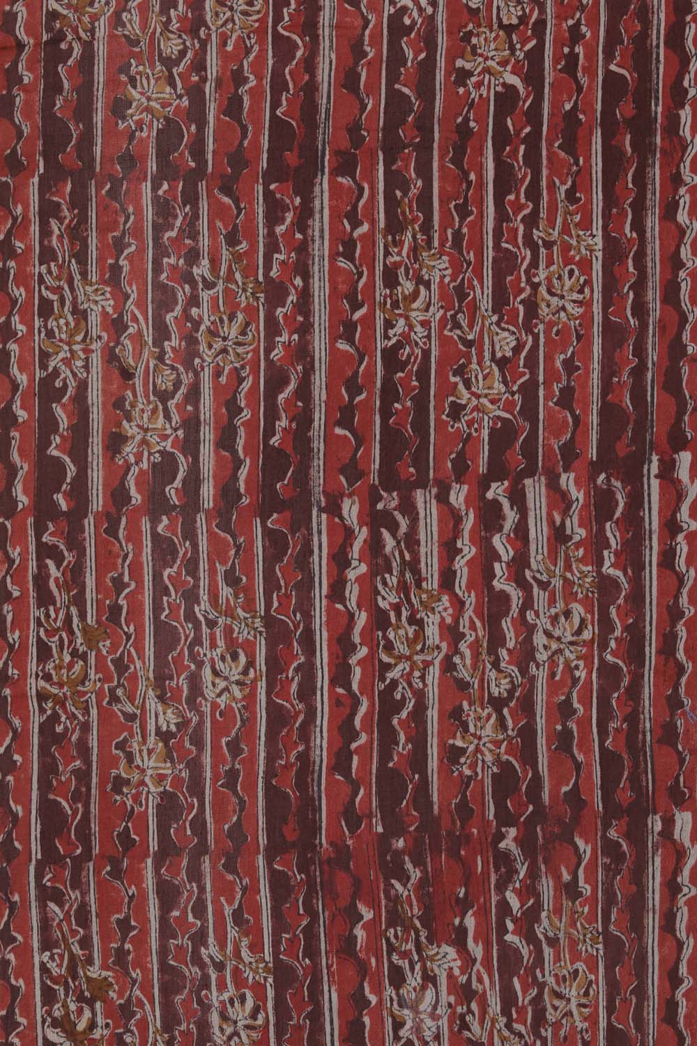 Image of Apricot red Kalamkari Chanderi Saree