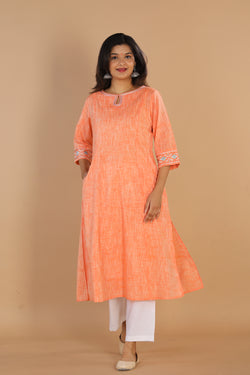 Collection of Traditional embroidered cotton kurta in a gallery layout