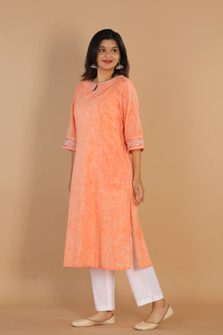 Collection of Traditional embroidered cotton kurta in a gallery layout