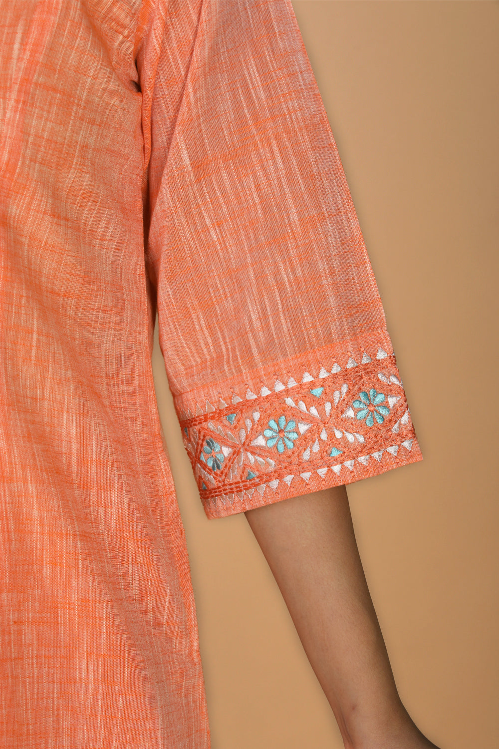 Collection of Traditional embroidered cotton kurta in a gallery layout