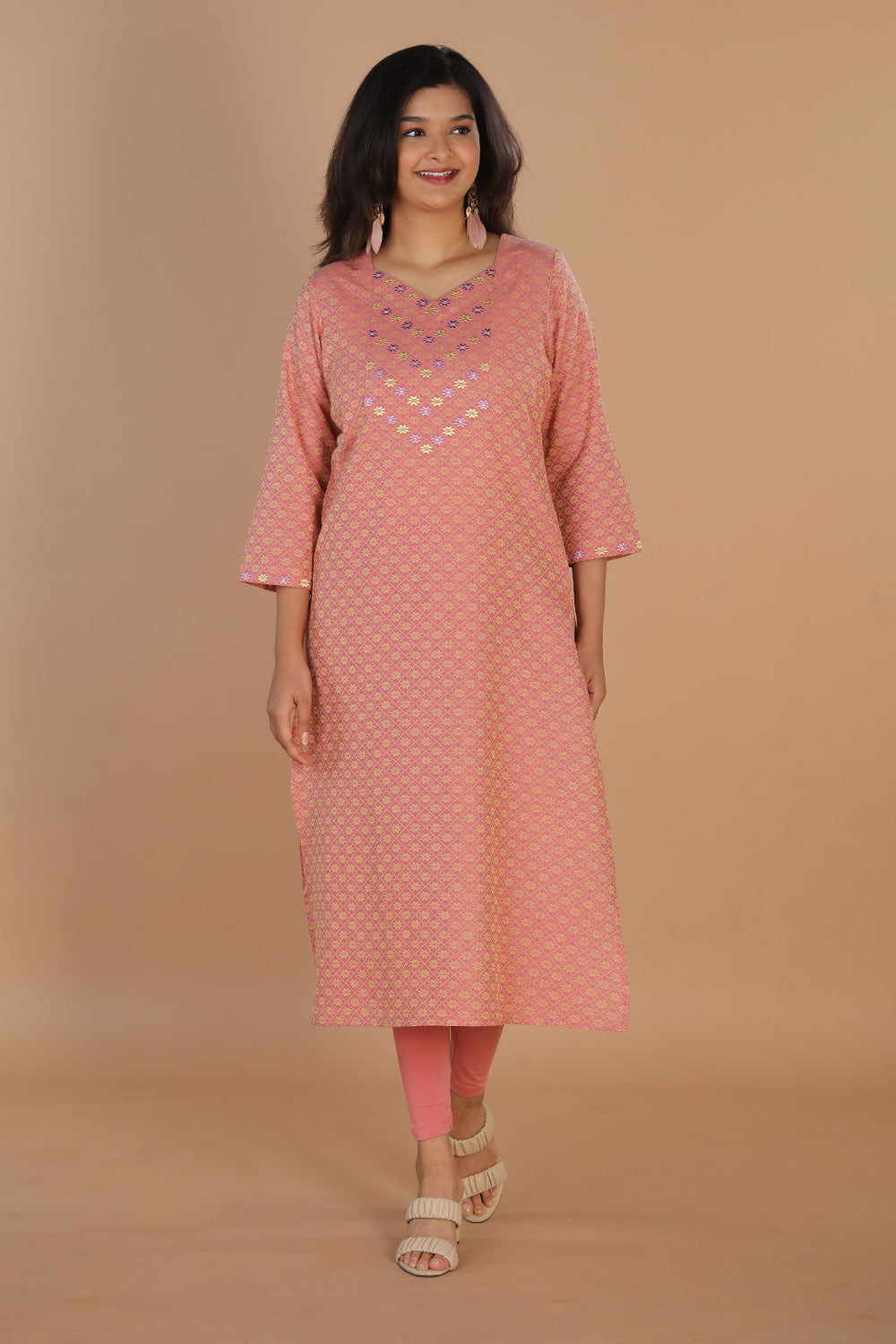 Collection of Geometric embroidered long kurti in a gallery layout