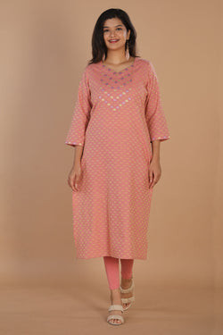 Collection of Geometric embroidered long kurti in a gallery layout