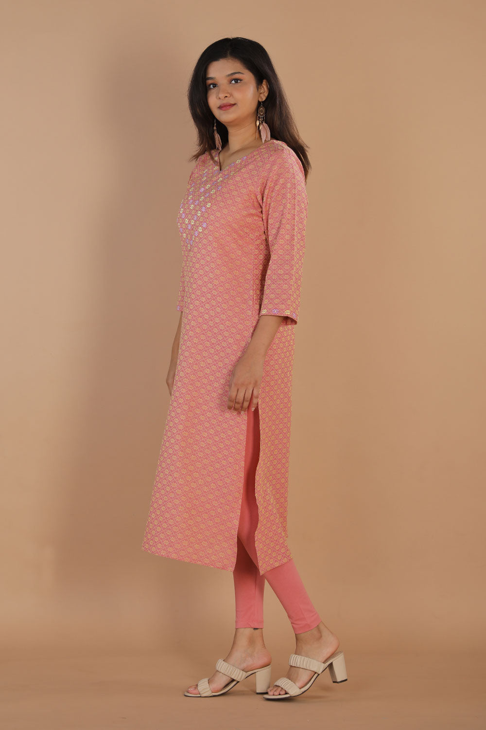 Collection of Geometric embroidered long kurti in a gallery layout