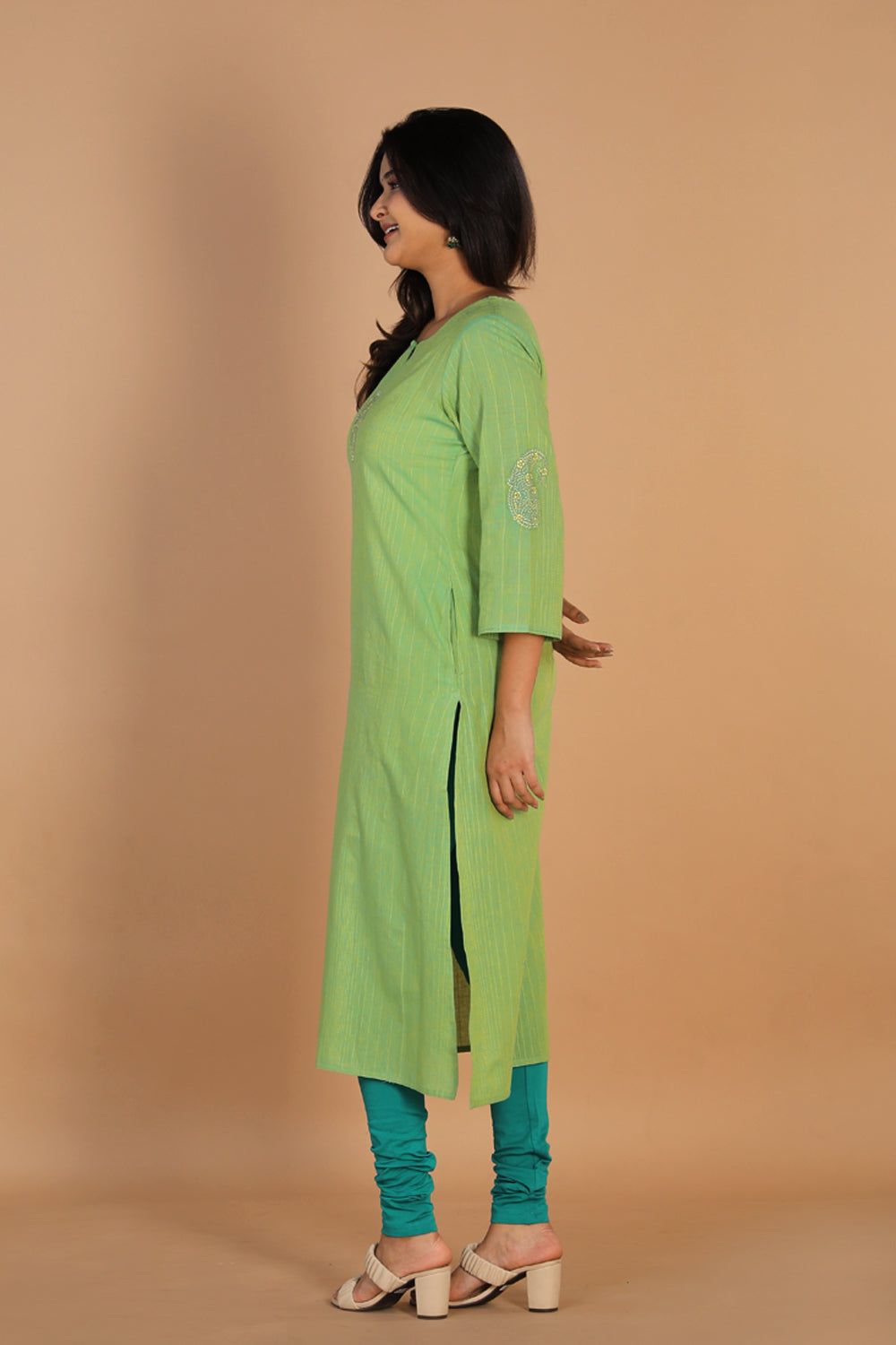 Collection of Sea green woven south cotton kurta in a gallery layout