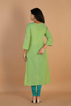 Collection of Sea green woven south cotton kurta in a gallery layout