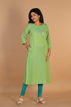 Collection of Sea green woven south cotton kurta in a gallery layout