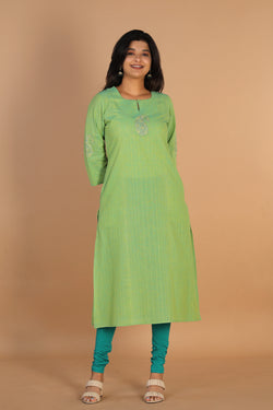 Collection of Sea green woven south cotton kurta in a gallery layout