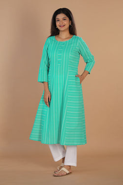 Collection of Woven princess line cotton kurti in a gallery layout