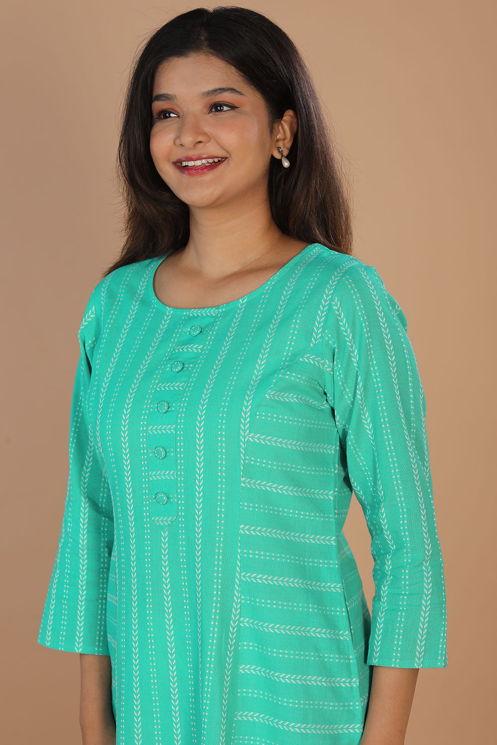 Collection of Woven princess line cotton kurti in a gallery layout