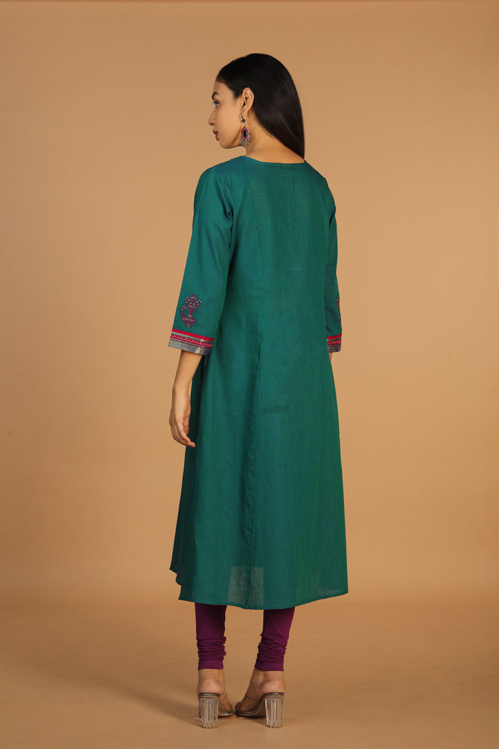 Collection of Peacock embroidered ethnic cotton kurti in a gallery layout