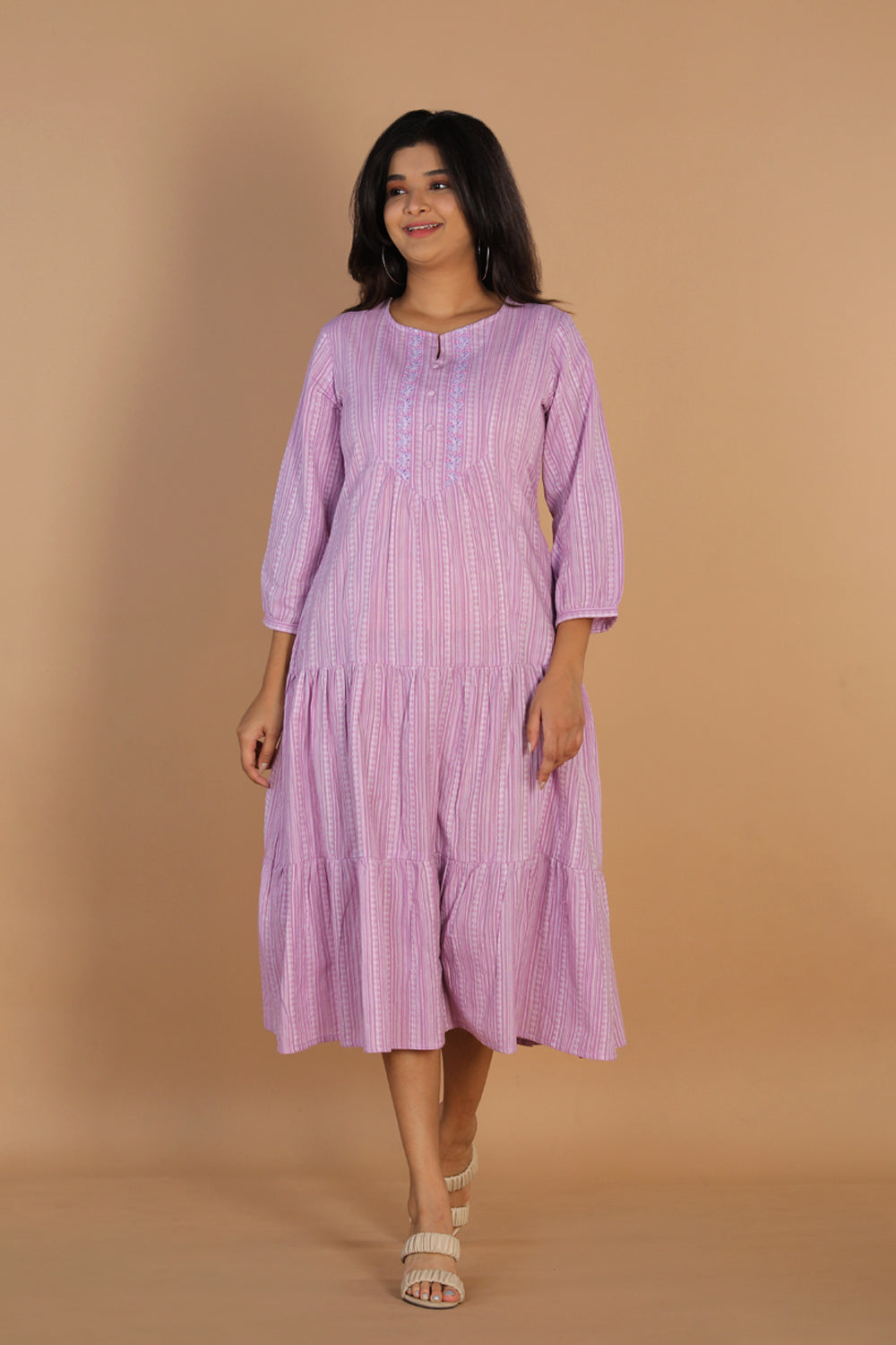 Collection of Woven striped cotton dress in a gallery layout