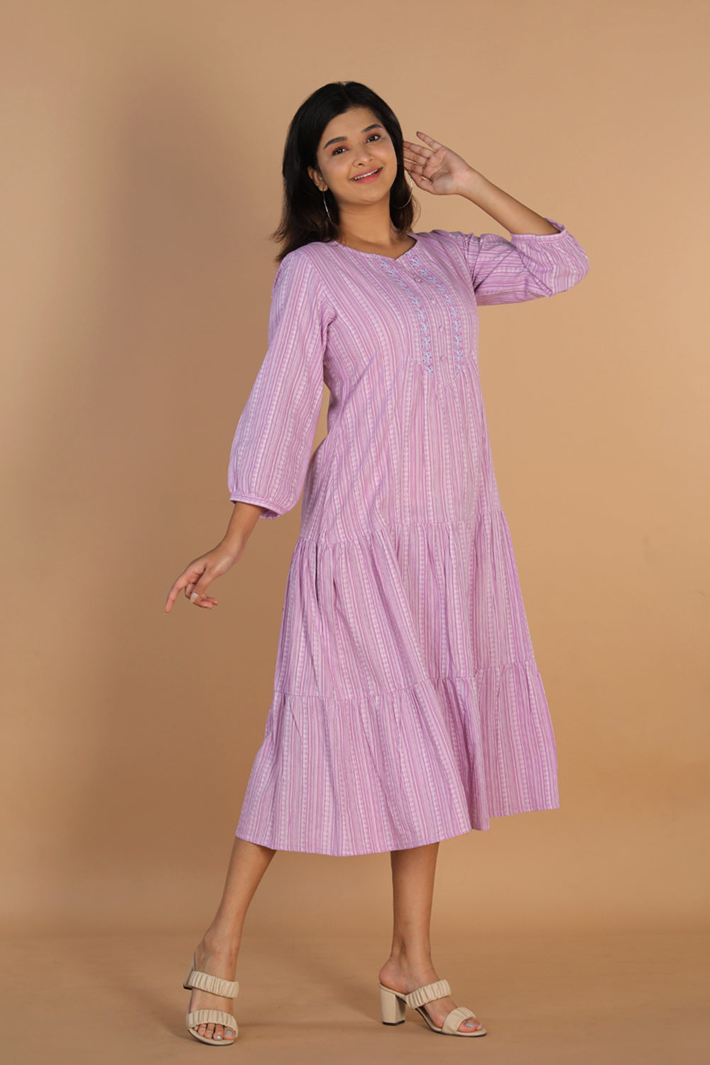 Collection of Woven striped cotton dress in a gallery layout