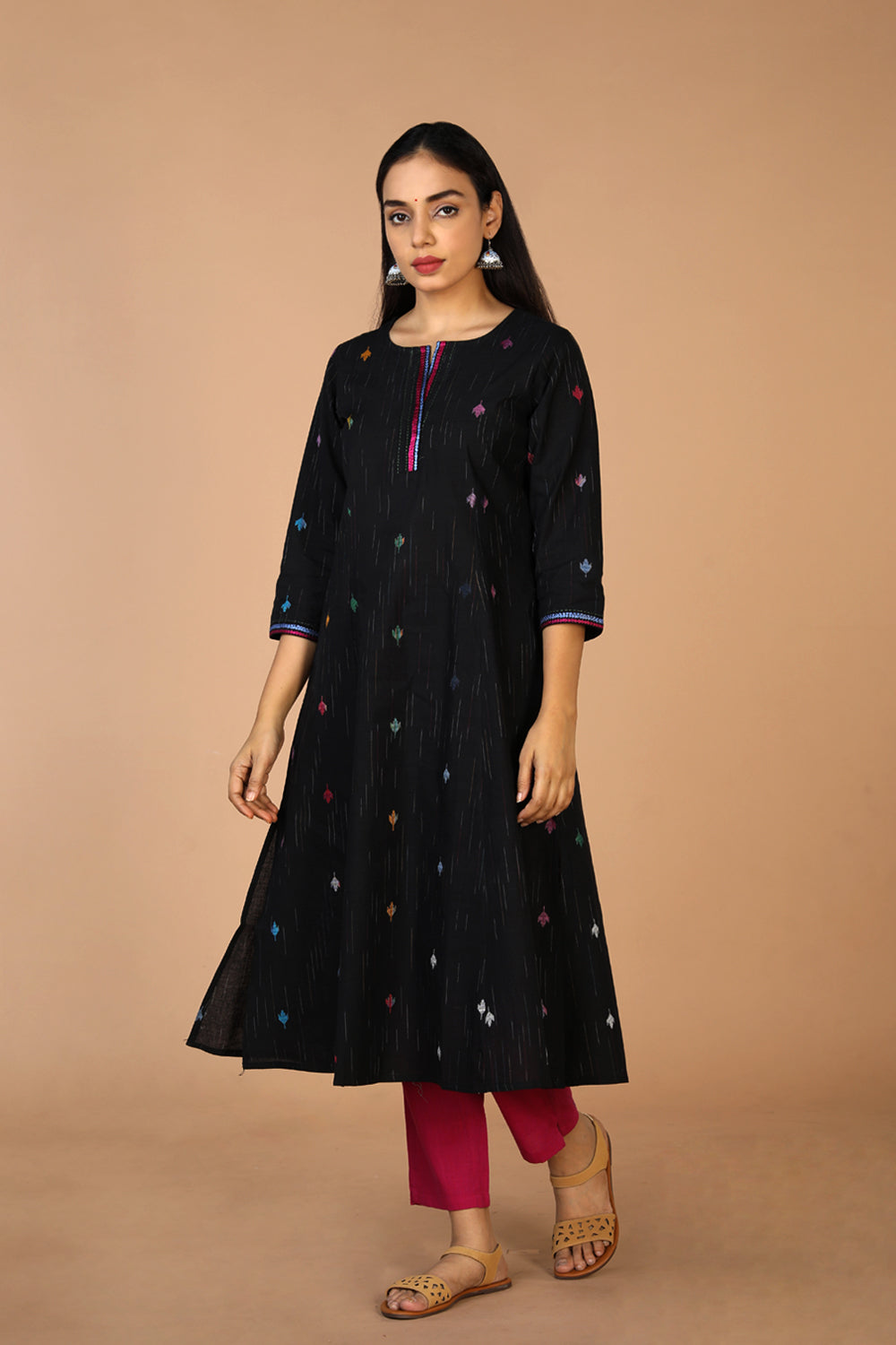 Collection of Embroidered princess line kurti in a gallery layout