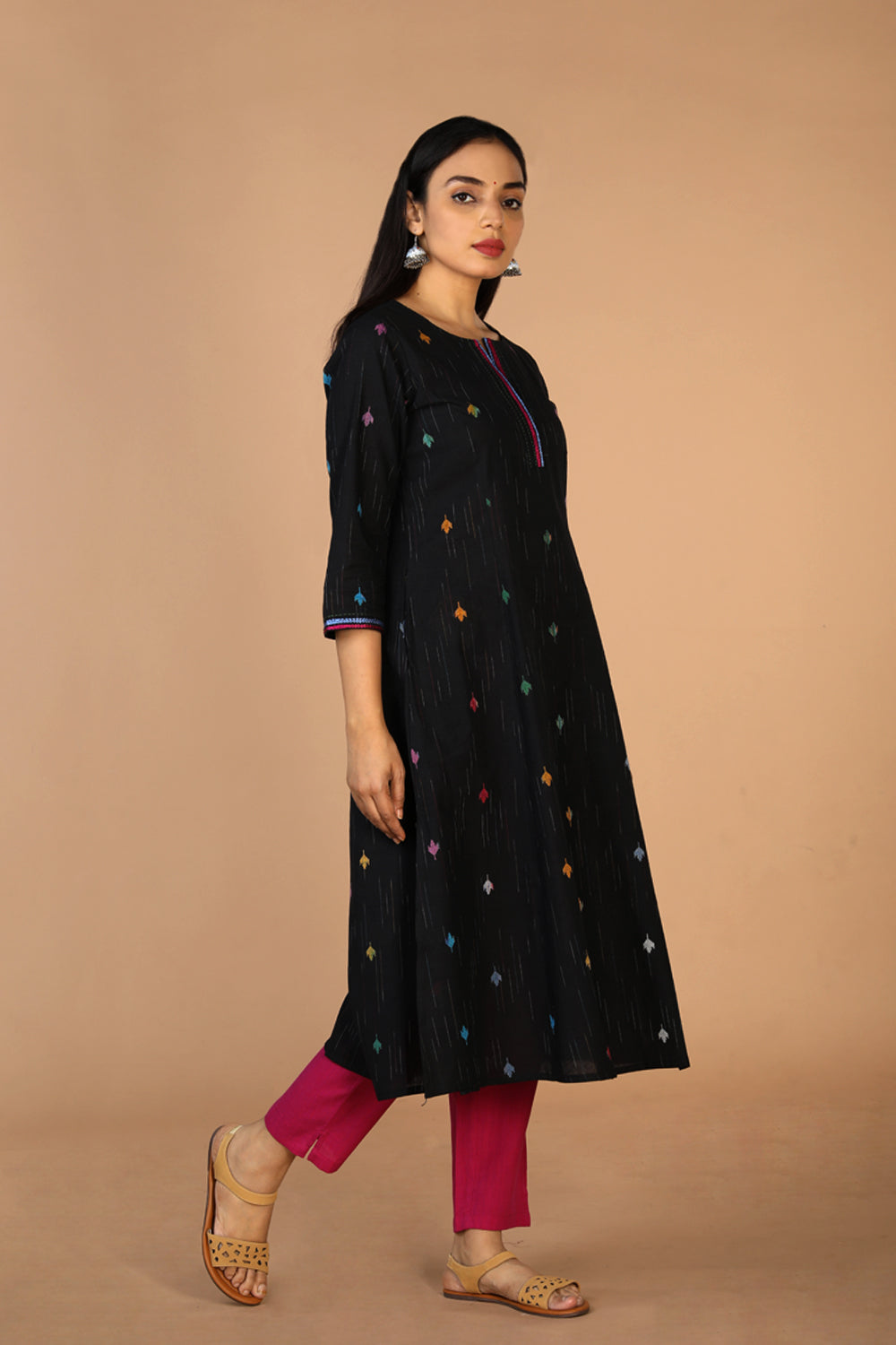 Collection of Embroidered princess line kurti in a gallery layout