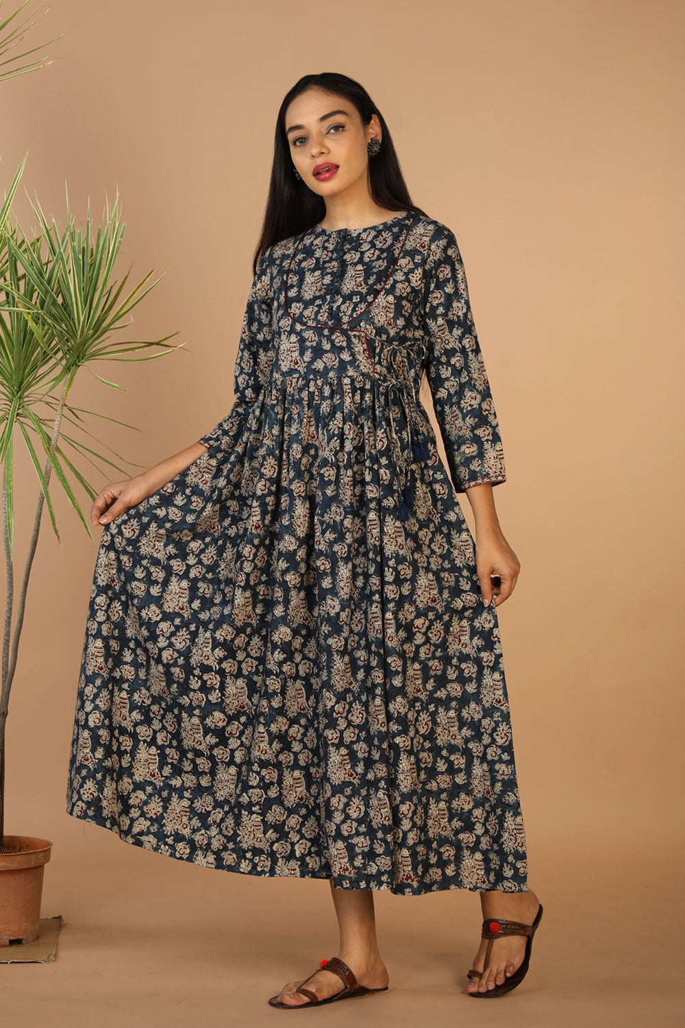 Kalamkari hand block printed long dress