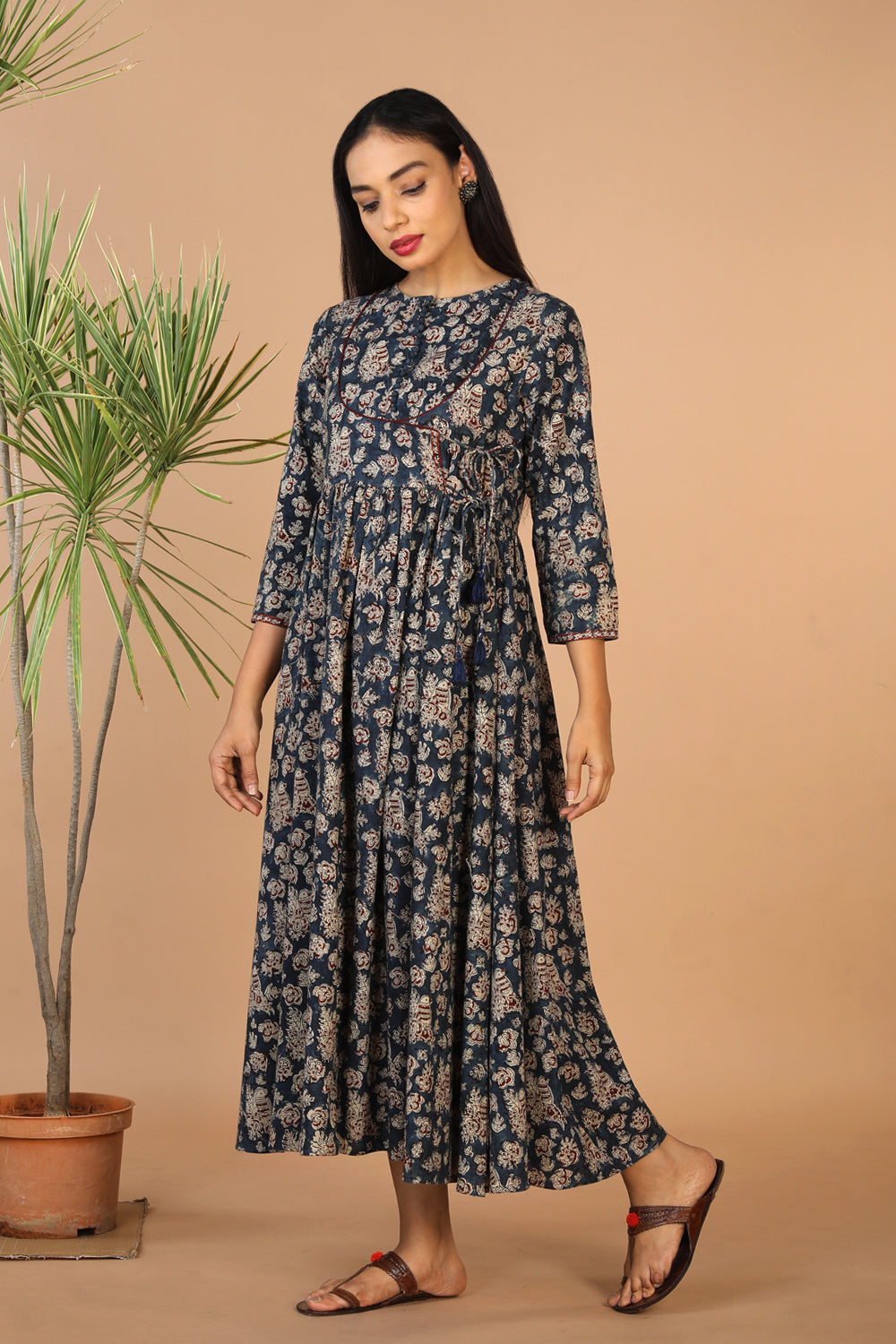 Kalamkari hand block printed long dress