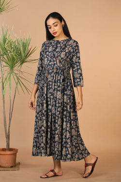 Image of Kalamkari hand block printed long dress