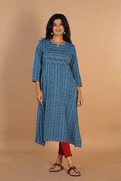 Collection of Pochampally cotton Ikat kurta in a gallery layout