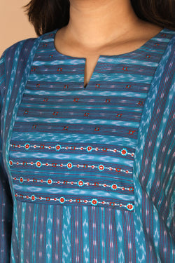 Collection of Pochampally cotton Ikat kurta in a gallery layout