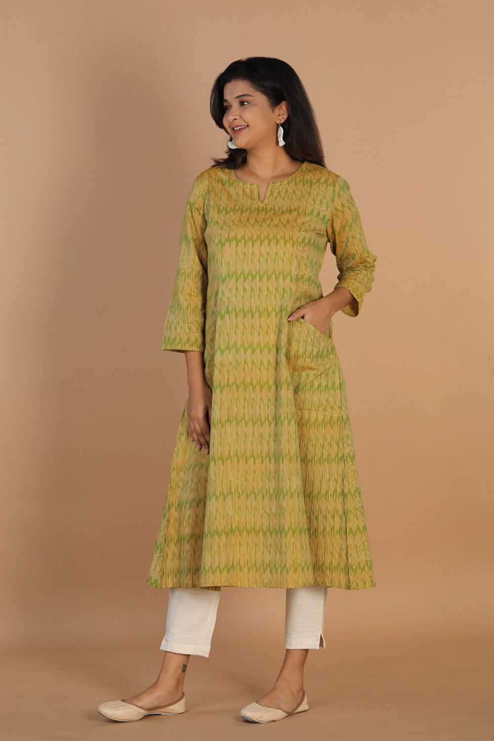 Image of Woven Ikat cotton kurta
