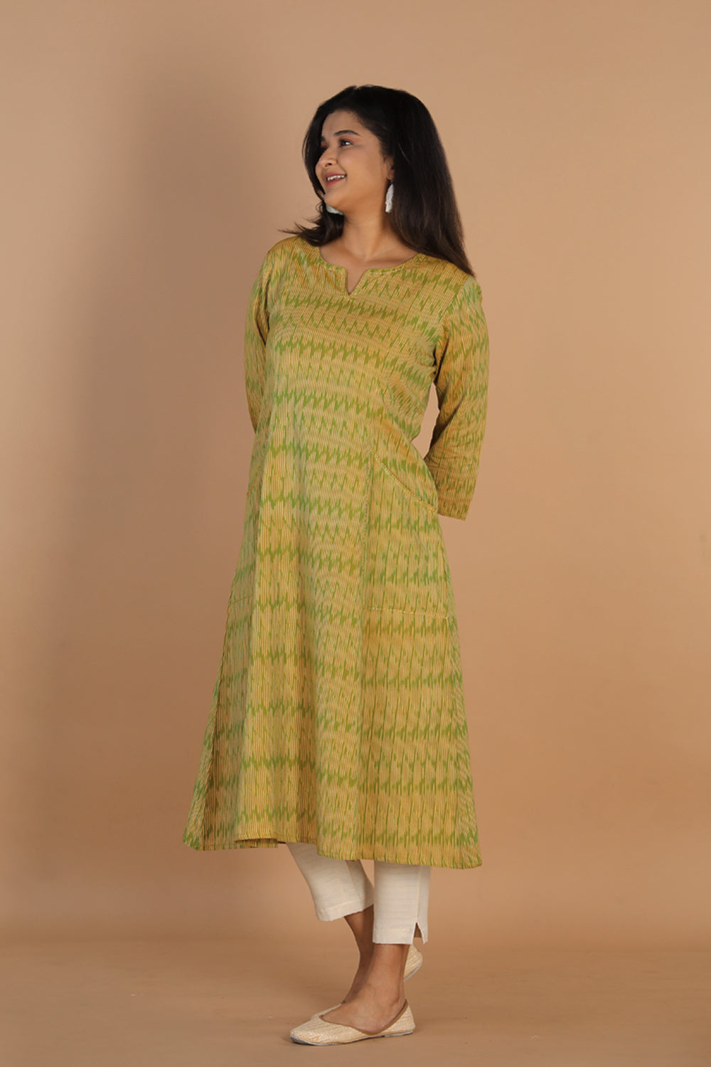 Collection of Woven Ikat cotton kurta in a gallery layout