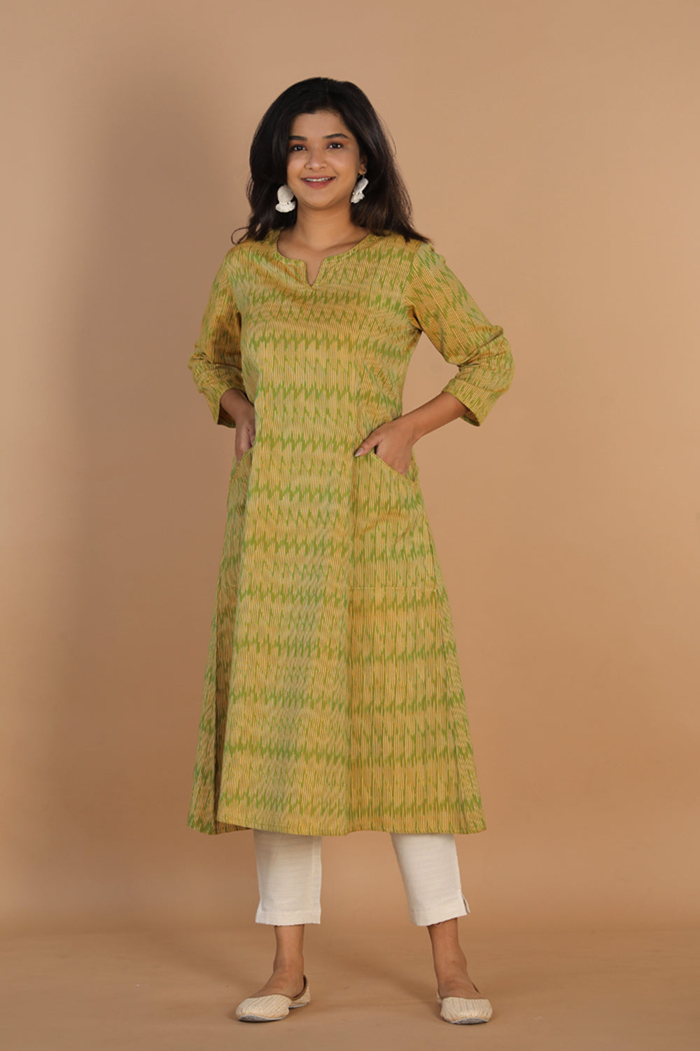 Collection of Woven Ikat cotton kurta in a gallery layout