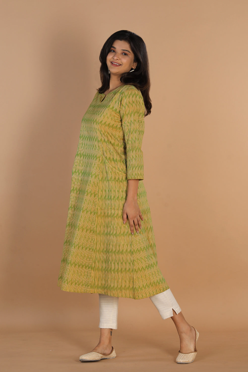 Image of Woven Ikat cotton kurta