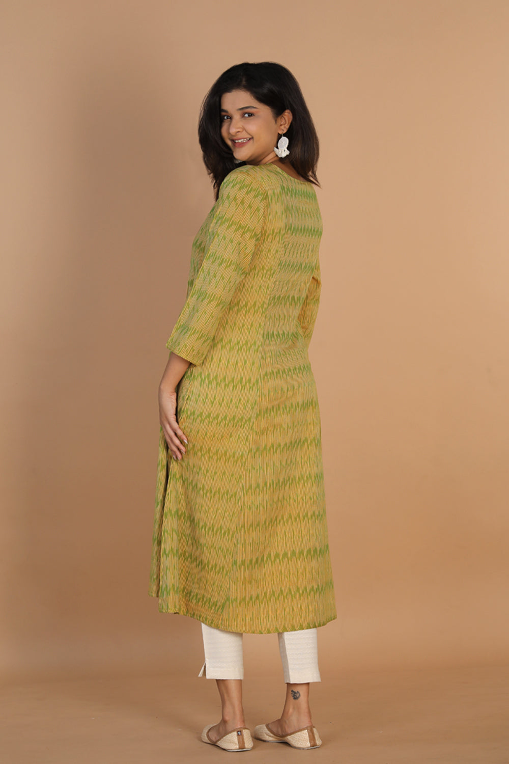 Image of Woven Ikat cotton kurta