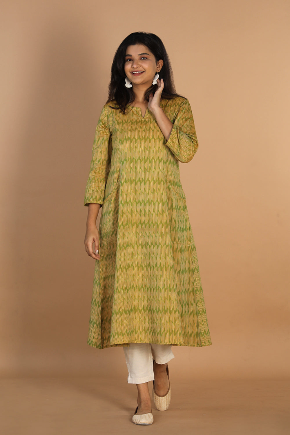 Collection of Woven Ikat cotton kurta in a gallery layout