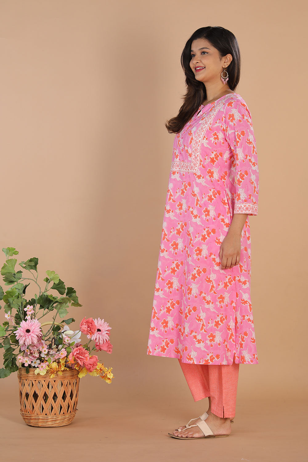 Collection of Persian pink handblock printed kurti in a gallery layout