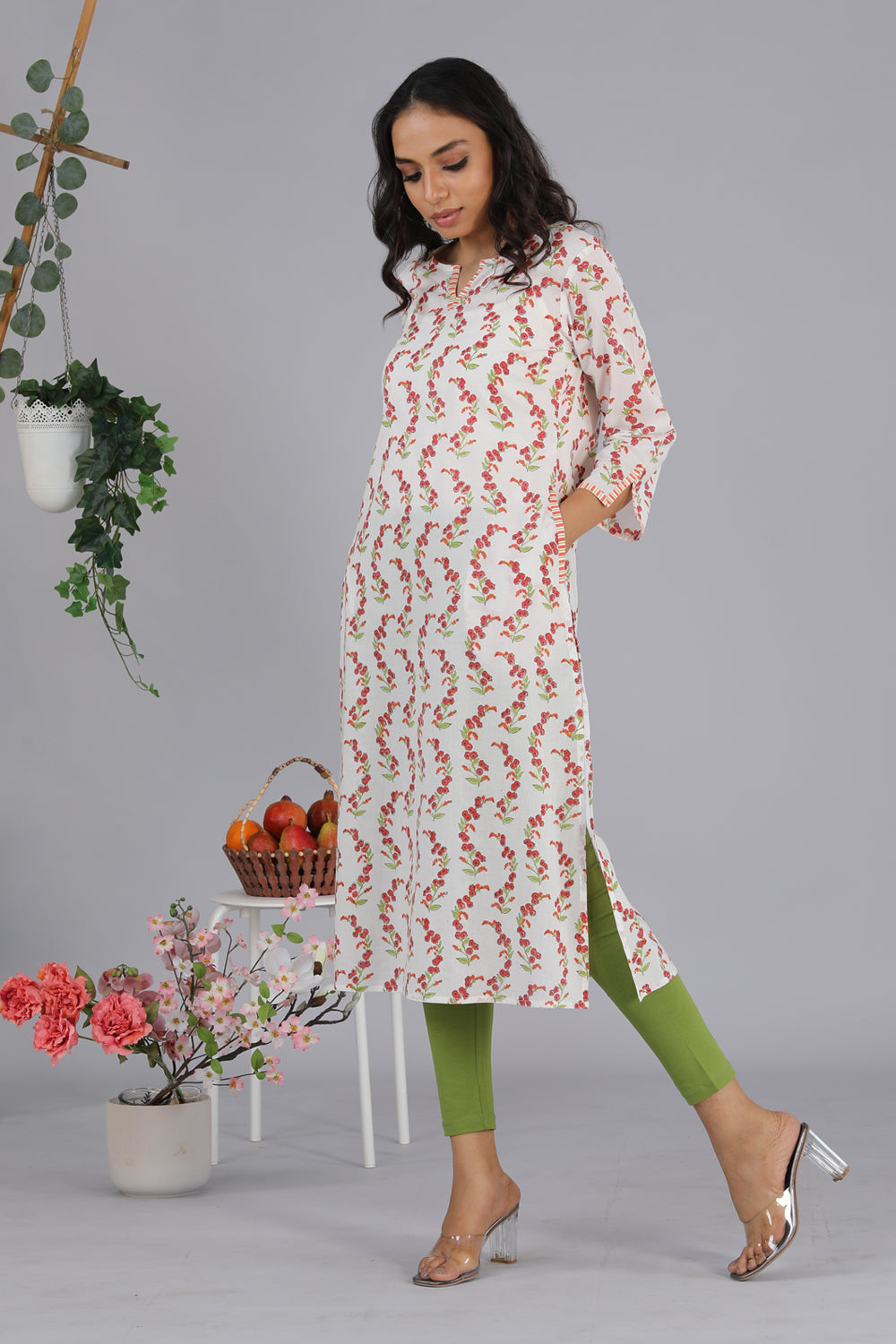 Collection of Hand block printed kurti in a gallery layout