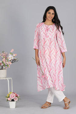 Collection of Handblock printed cotton A-line kurti in a gallery layout