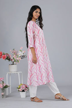 Collection of Handblock printed cotton A-line kurti in a gallery layout