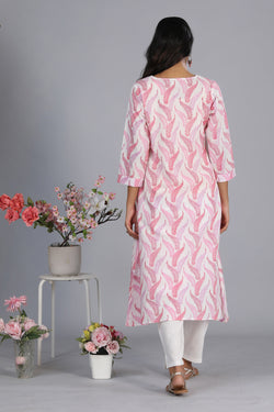 Collection of Handblock printed cotton A-line kurti in a gallery layout