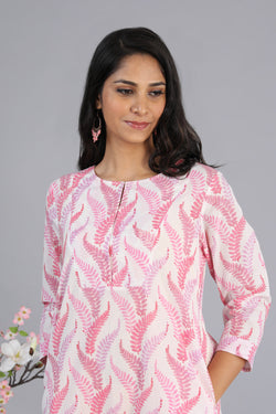 Collection of Handblock printed cotton A-line kurti in a gallery layout