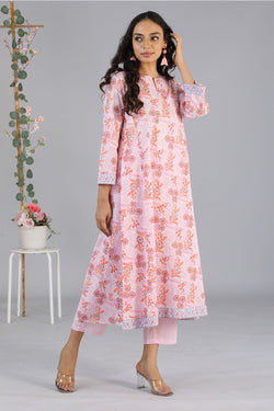 Collection of Hand block printed paneled kurti in a gallery layout