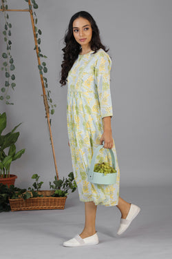 Image of Handblock printed gathered dress