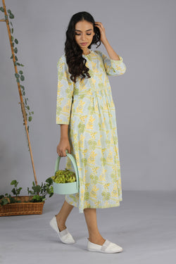 Image of Handblock printed gathered dress