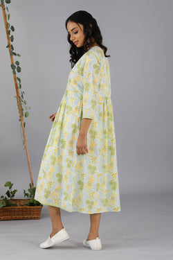 Image of Handblock printed gathered dress