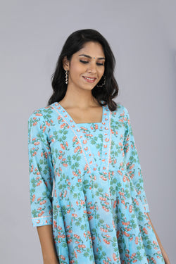 Image of Handblock printed Anarkali and dupatta set