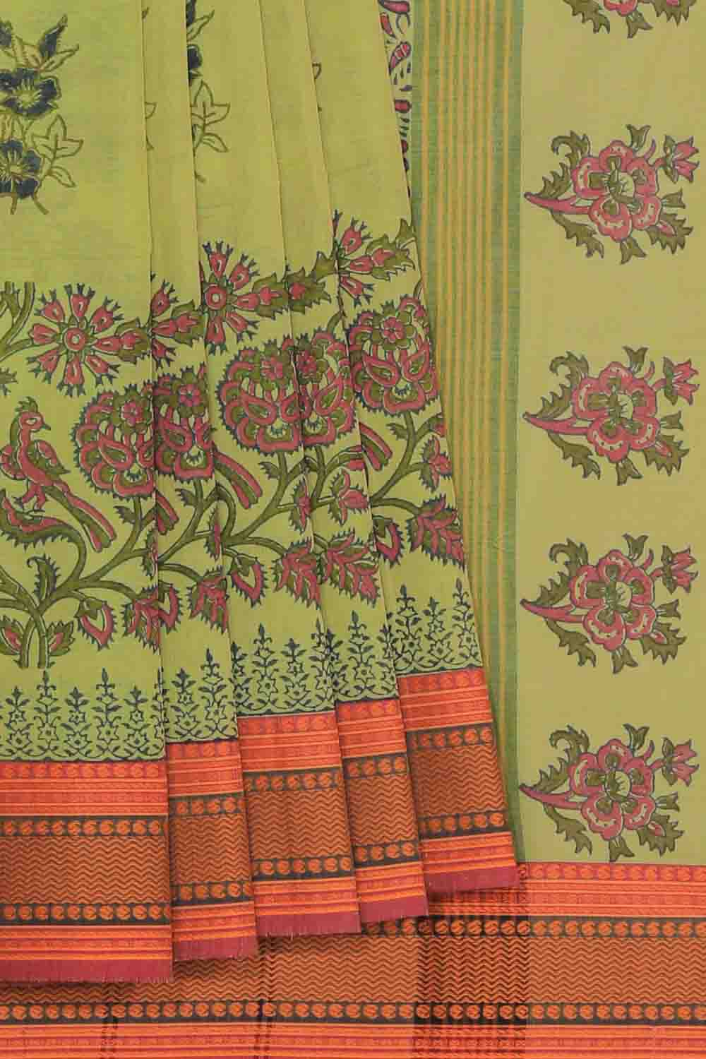 Collection of Hand block printed cotton saree in a gallery layout