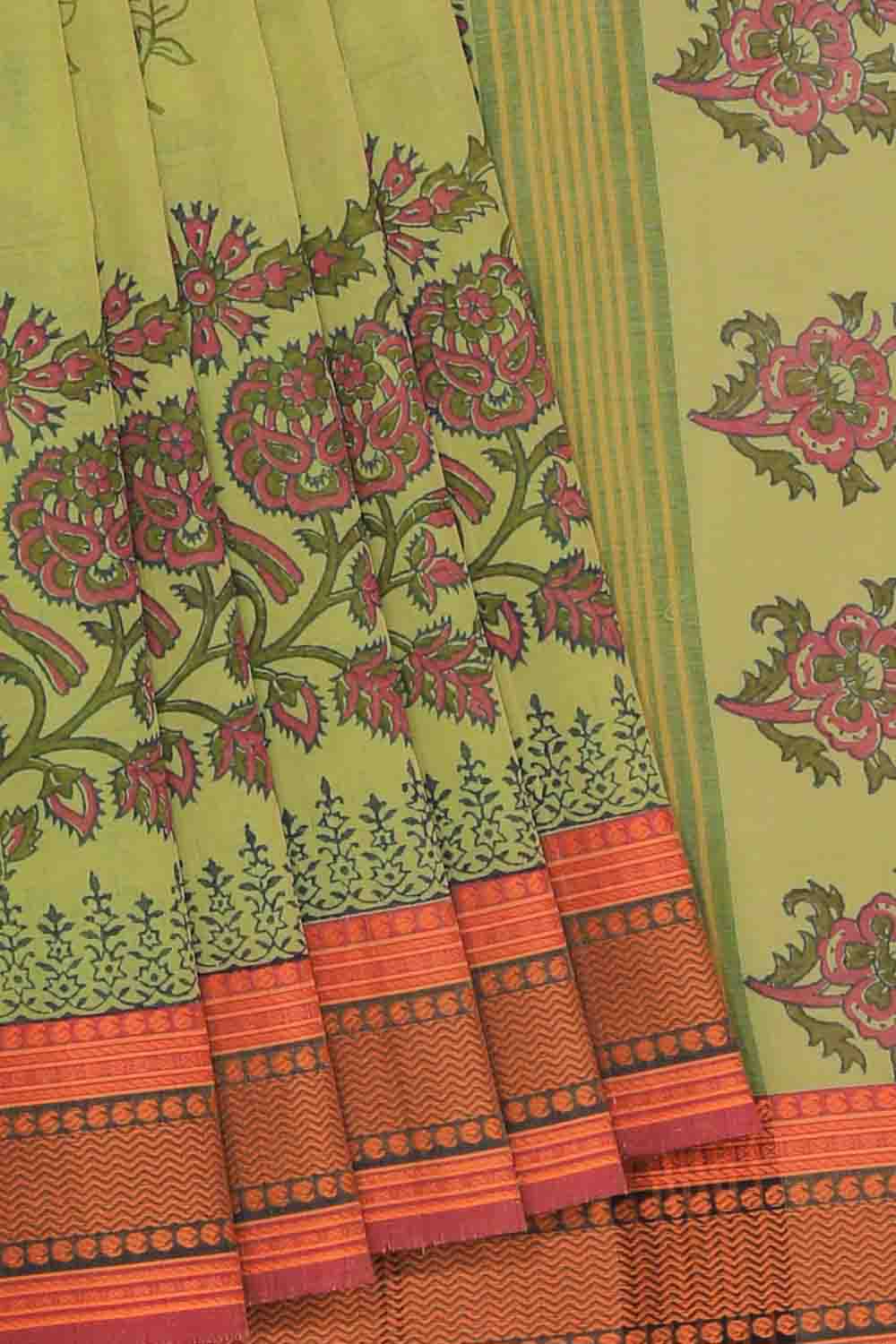 Collection of Hand block printed cotton saree in a gallery layout